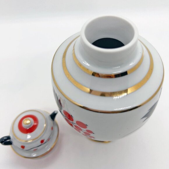 Vintage USSR Lomonosov porcelain hand painted Tea Caddy Jar Red Currant - Picture 6 of 9